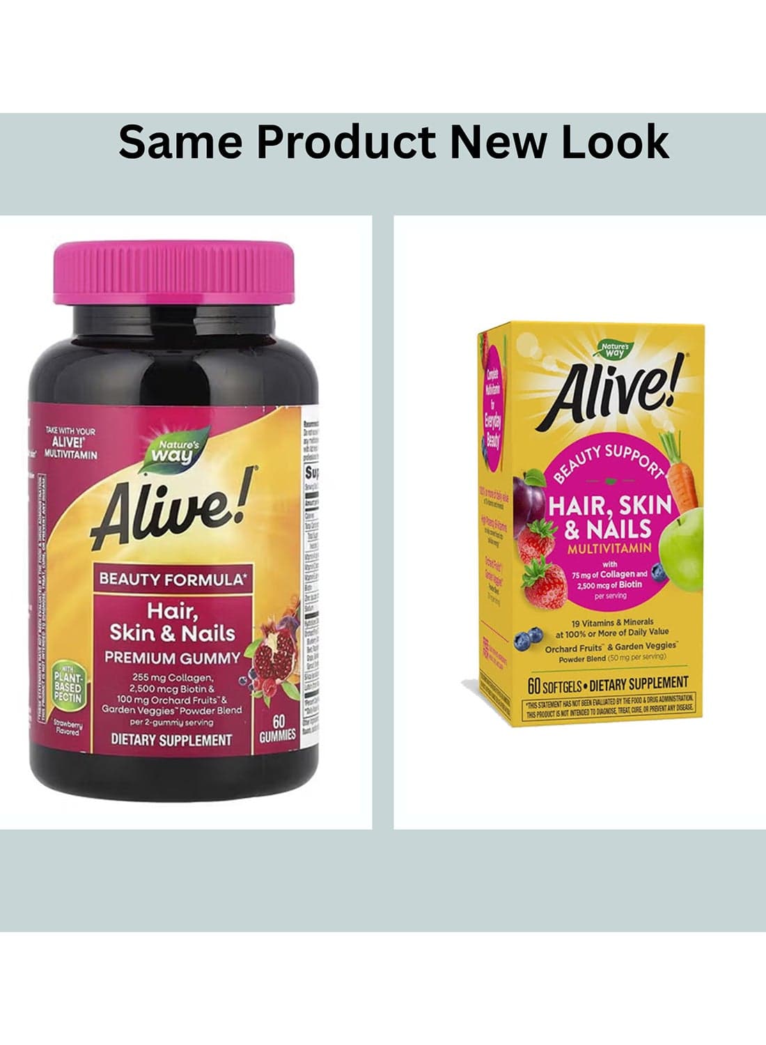 Hair, Skin & Nails Gummy, Strawberry Flavored 60 Gummies Packaging May Vary