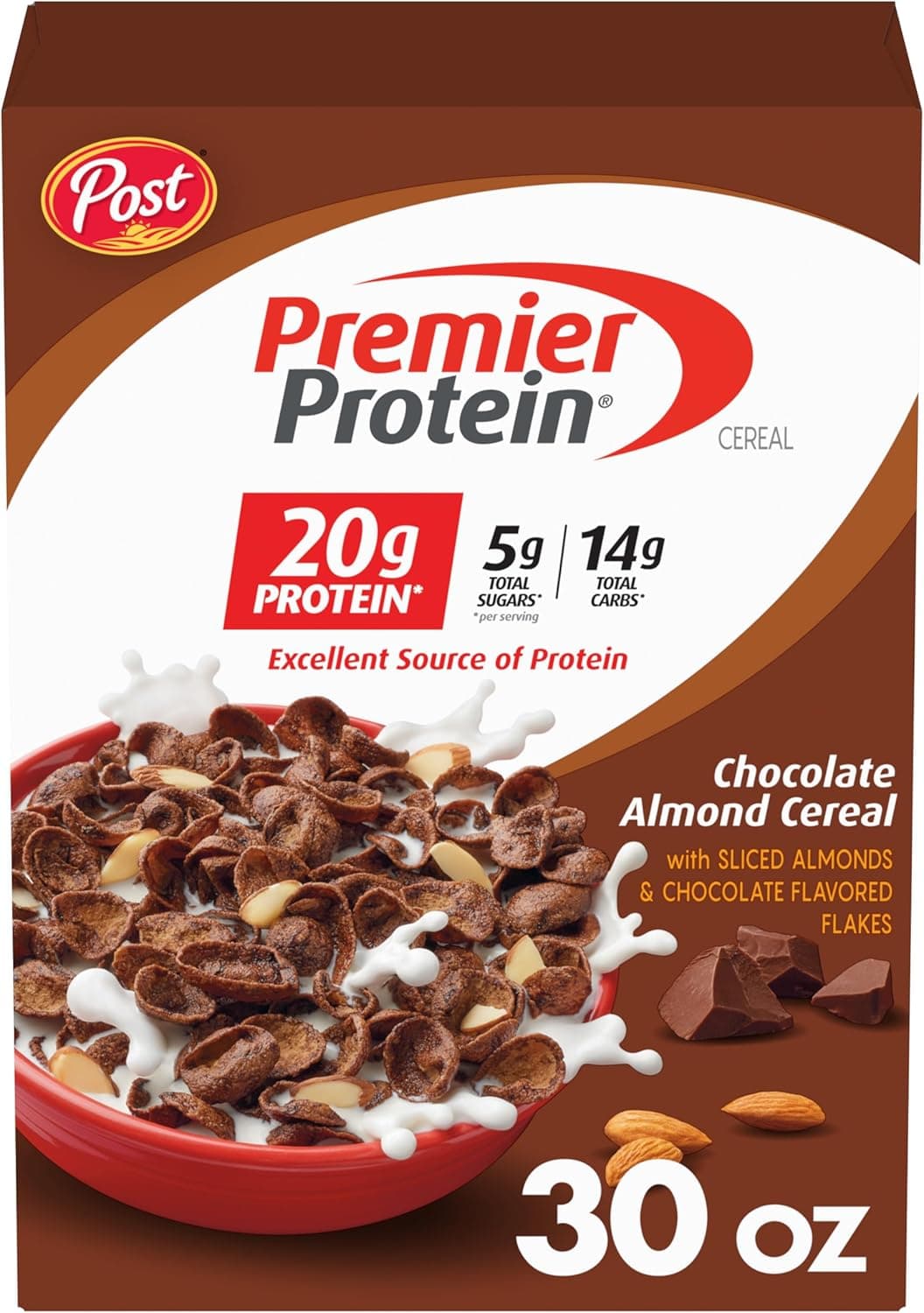 Premier Protein Chocolate Almond Cereal with Sliced Almonds - 30 oz
