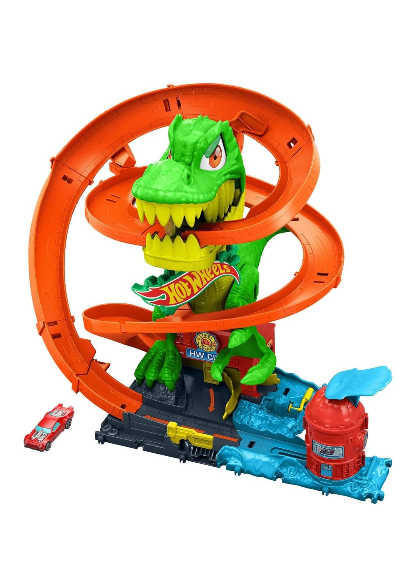 Hotwheels Toy Car Track Set - T-Rex Blaze Battle Playset