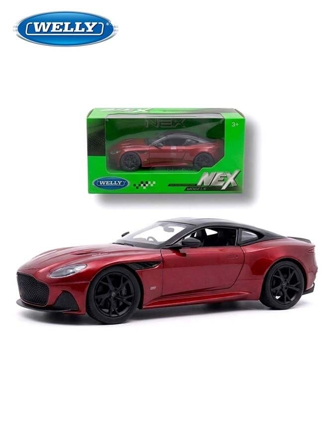 Welly 1:24 Scale Aston Martin Die-Cast Model - Red and Black Roof - Detailed Sports Coupe Replica with Realistic Wheels and Grille - Modern Supercar Display Piece – Die-Cast Toy Car for Kids & Collectors