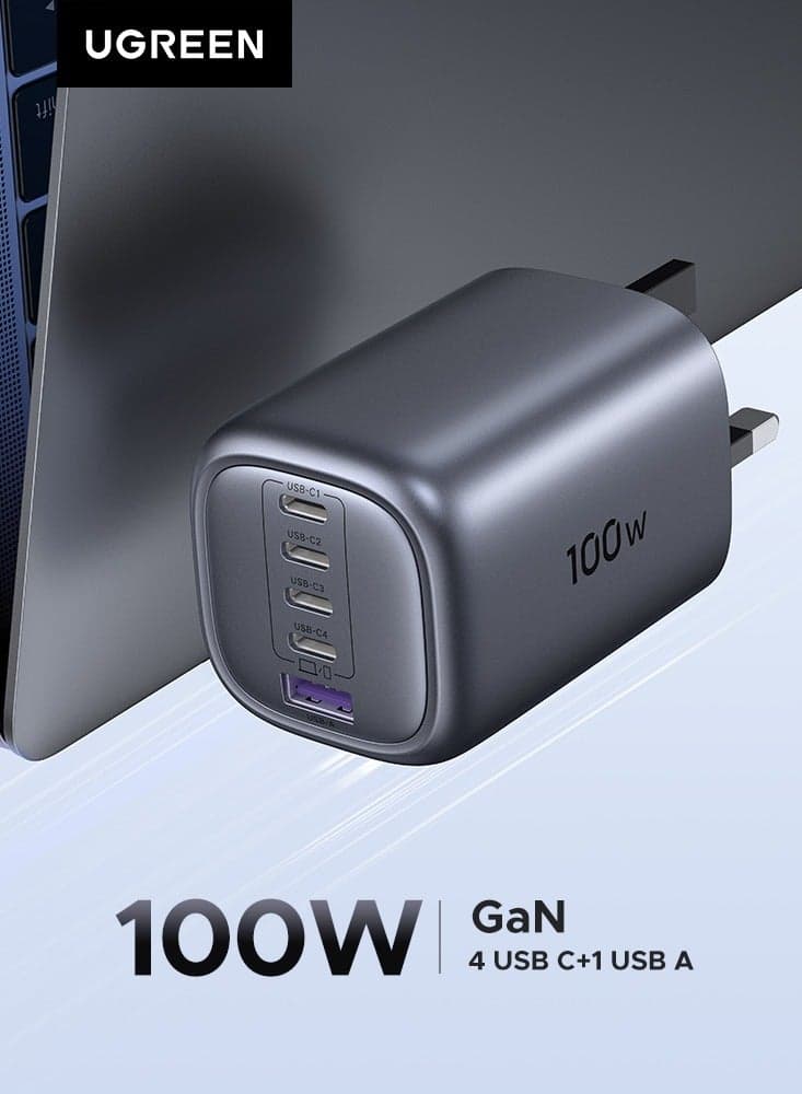 Nexode 100W 4C1A Charger Type C GaN Adapter USB C Wall Plug Portable Travel Partner Compatible With Macbook Pro Air iPhone 16 Pro Max Galaxy S25 S24 Ultra X6 Huawei Xiaomi OPPO Vivo Honor iPad HP SLR 100W 4C1A