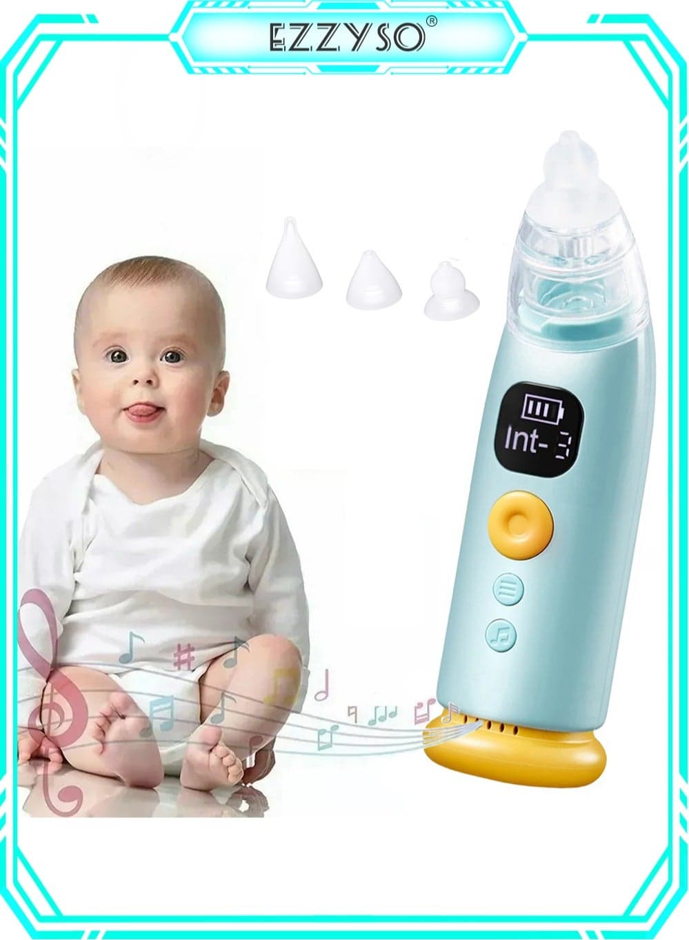Automatic Baby Nasal Aspirator Nasal Vacuum Cleaner For Infant Safety Electric Silent Cleaner With LED Light Music Rechargeable Nose Aspirator With 3 Tips And 1 Tweezers