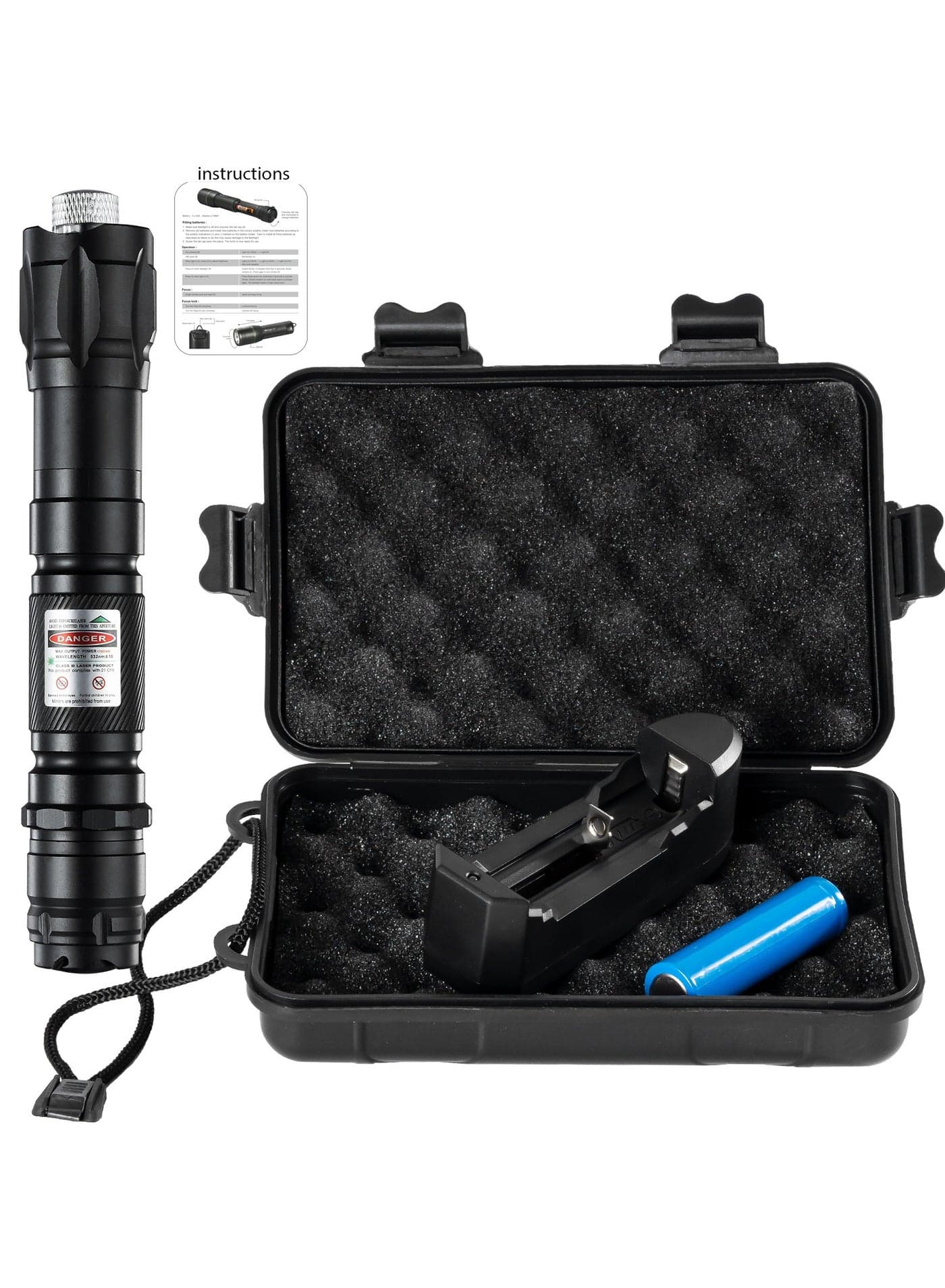 Laser Pointer Long Range,Tactical Long Range Laser Flashlight for Indoor Outdoor Camping Hiking Emergency Light Rechargeable Set,Gift Package