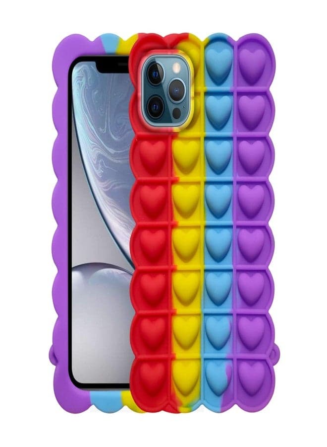 Case Creation Heart Love Fashion Fidget Case iPhone 12 for Womens, Colorful Push Pop Bubble Cute Toys Game case Autism Stress Relief Series Soft Silicone Cover for Apple iPhone 12