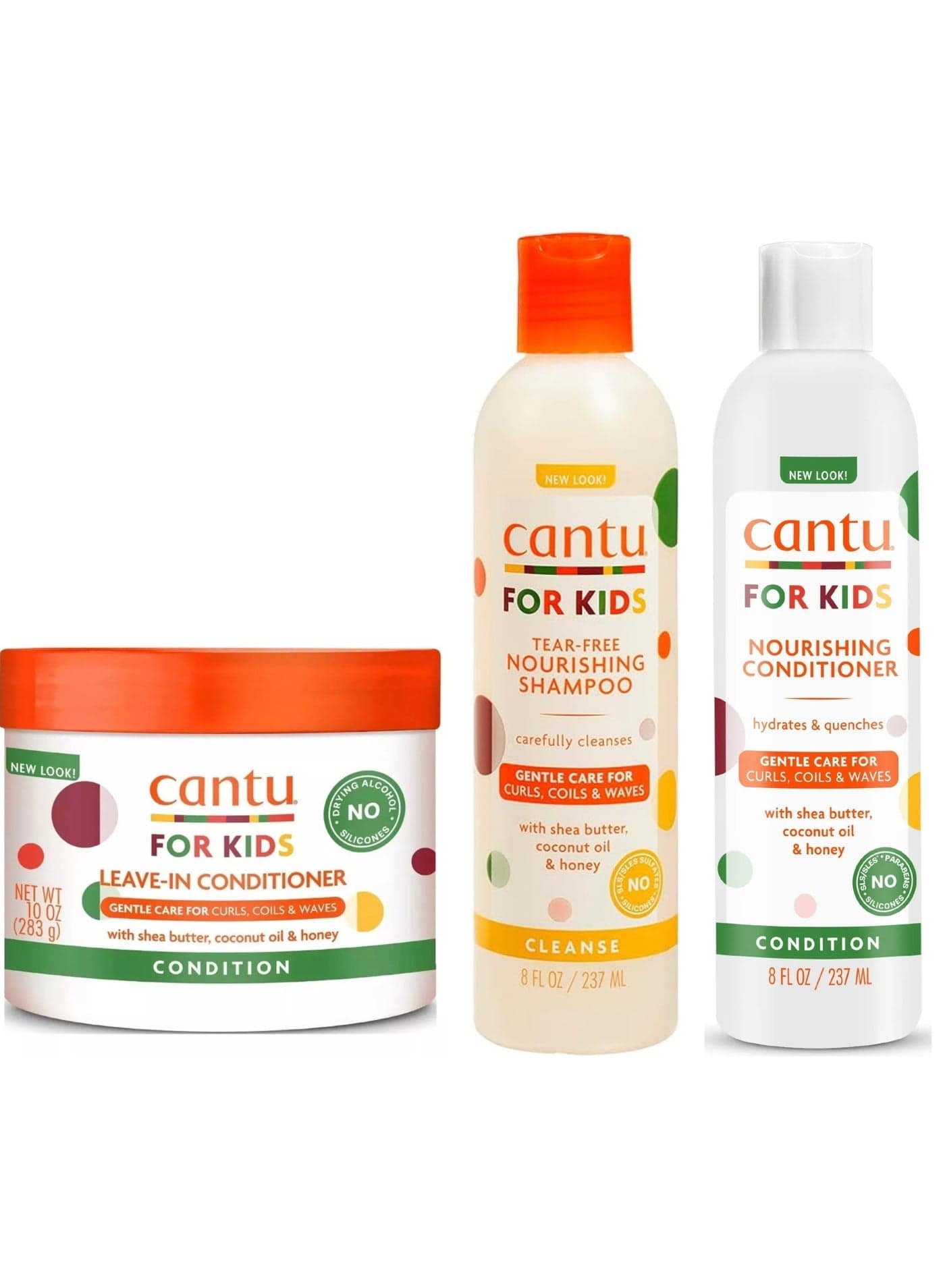 Cantu For Kids Complete Hair Care Set – 3 Pieces (Shampoo + Conditioner + Leave-In Conditioner )