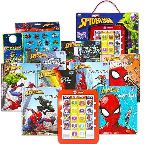 Marvel Spiderman Me Reader Electronic Reader 8 Book Bundle Avengers Books for Toddlers Kids Featuring Spiderman Hulk and More With Stickers Learning Toys