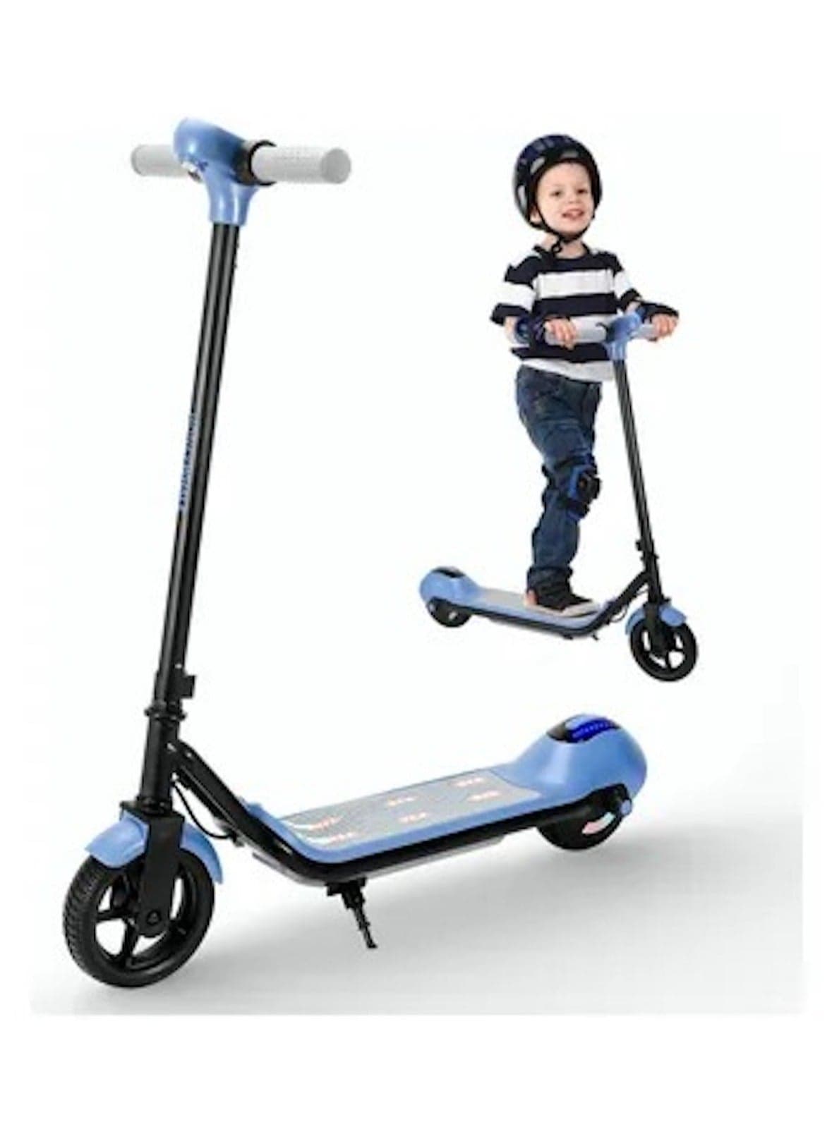 24V Electric Folding Scooter for Kids – 6.5" Solid Tires, Hand Brake, Foldable Design – Blue