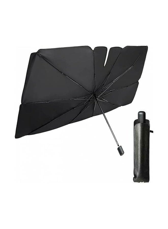 Foldable Car Windshield Sunshade Umbrella – Front Window Sun Shade with UV Protection, Titanium Silver Coating, Heat Resistant, Rearview Mirror Cutout – Universal Fit for Cars, SUVs, Trucks & Vans