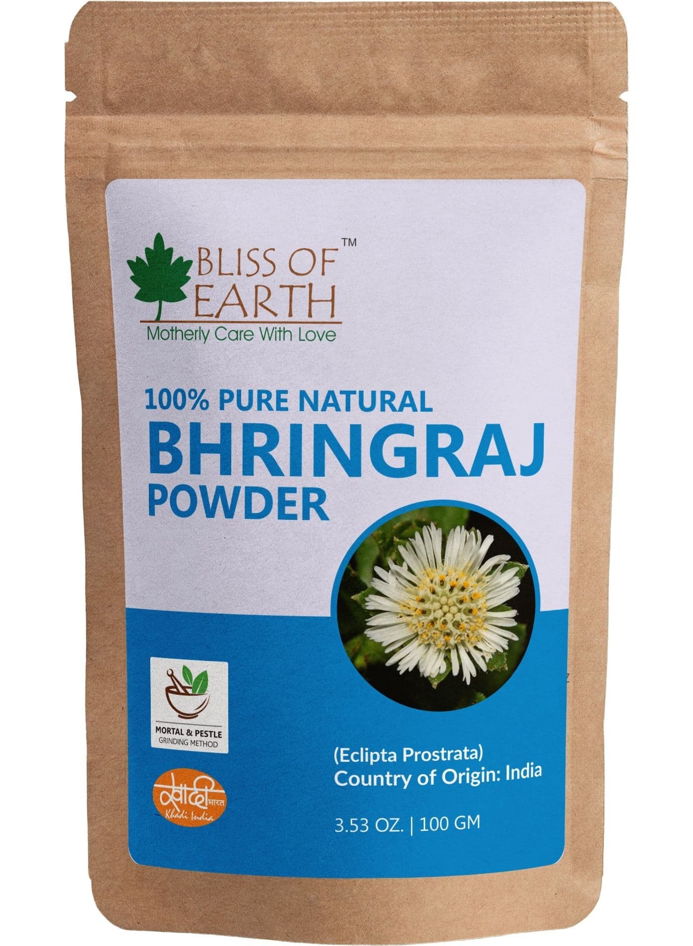 Bliss of Earth Bhringraj Powder – 100% Natural Hair & Scalp Care, Promotes Growth & Reduces Hair Fall, 100g