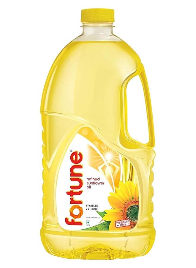 Fortune Refined Sunflower Oil, Healthy Cooking Oil with Low Absorption, 2L