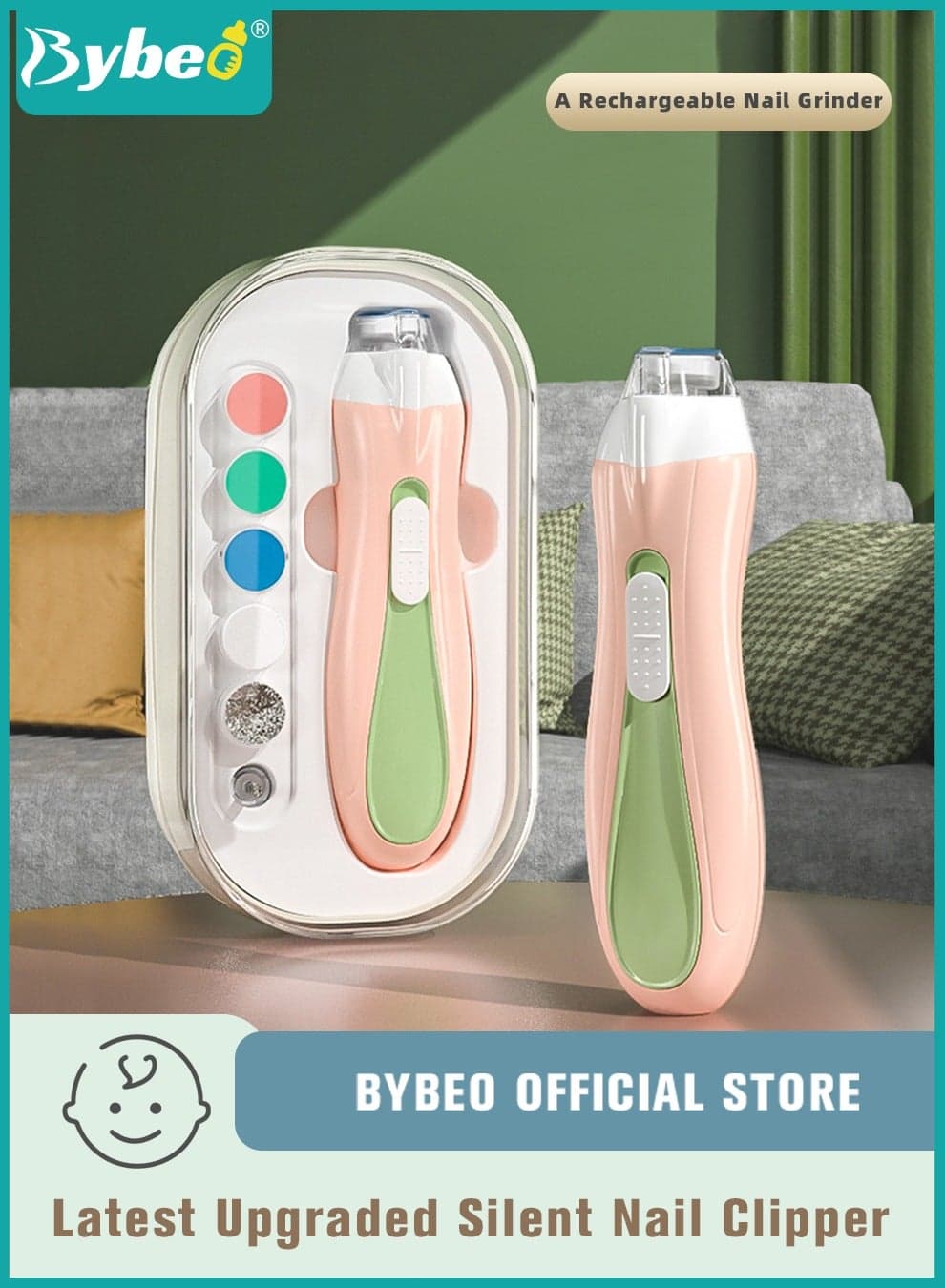 Baby Nail Clippers, Electric Trimmer, Infant Nails File Kit with LED Lighting, and 6 Different Sized Sanding Pads, Suitable for Newborn Toddler Children or Adults Toes Fingernails Care