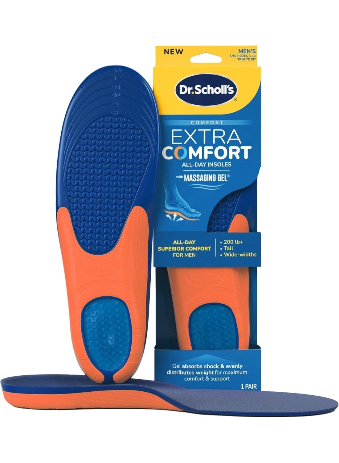 Dr. Scholl's EXTRA SUPPORT Insoles // Superior Shock Absorption and Reinforced Arch Support for Big & Tall Men To Reduce Muscle Fatigue so You Can Stay on Your Feet Longer (for Men's 8-14)