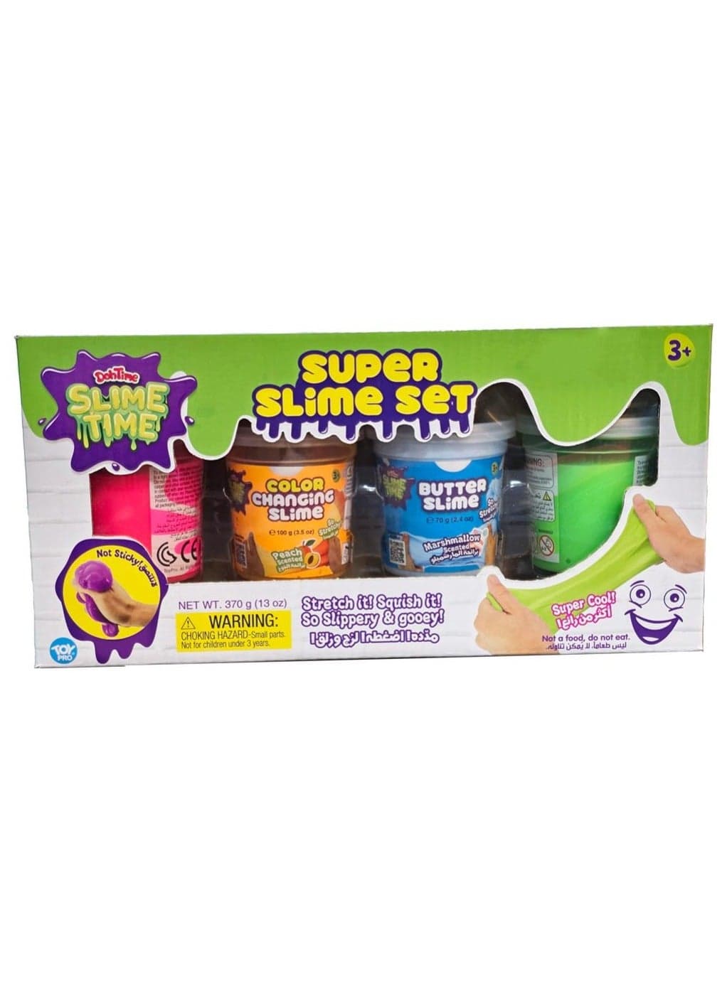 SlimeTime Super Slime Set Version 2, 4 cans - 370grams each, Assorted 1 Pack (Color May Vary) | Creative Fun Ideas | Develops Sensory Skills | Entertaining Toy | Stress Relief Toys for Kids