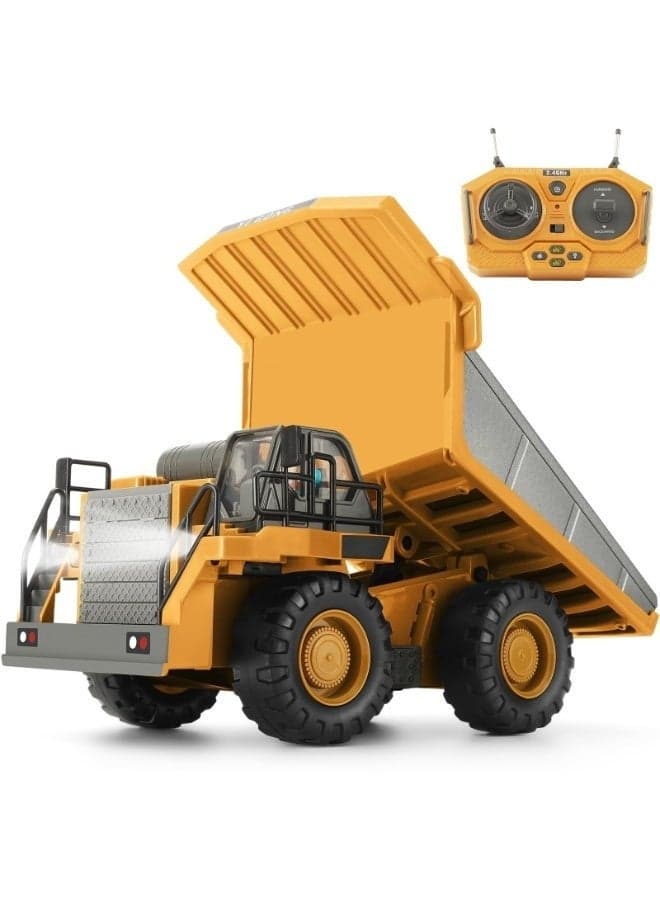 Remote Control Dump Truck, RC Construction Vehicle for Kids with Light Sound Rechargeable Battery, Electric Transport Garbage Truck Toy for Toddlers Boys Girls