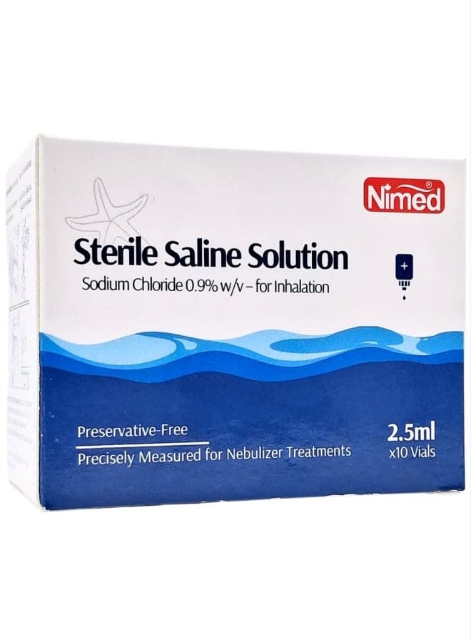 0.9% Sterile Saline Solution 2.5ml Sodium Chloride Nebulizer Solution for Respiratory Care, Nasal Irrigation, Hydration & Daily Medical Use, Sterile & Safe