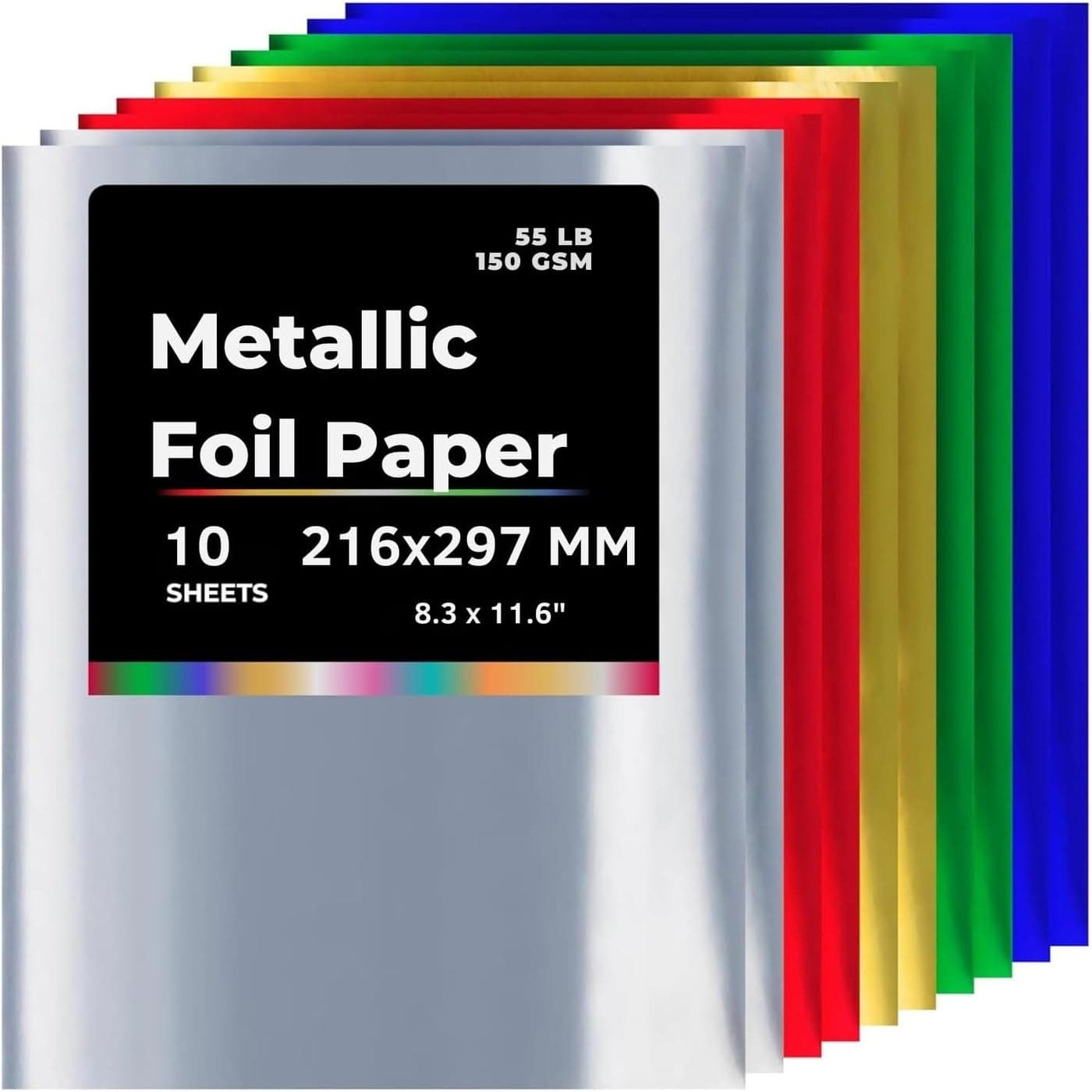 AL FAKHAMA Glossy Metallic Paper Sheets A4 - Pack of 10 Assorted Colors