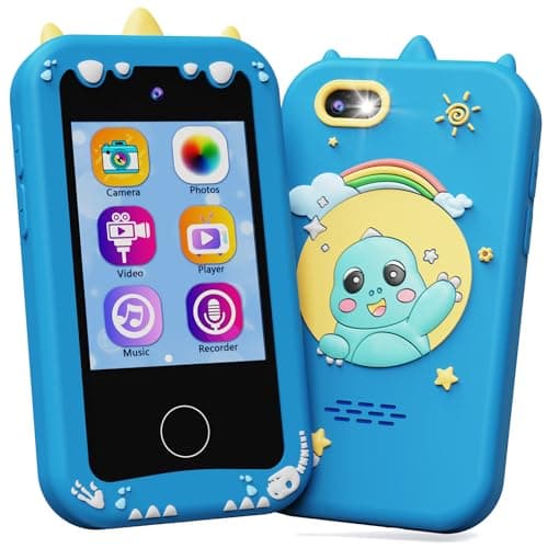 KOKODI Kids Smart Phone Touchscreen HD Dual Camera Cell Phone for Kids Christmas Birthday Gifts Dinosaur Child Play Phone for Boys 310 Travel Toy Preschool Learning Education Toy