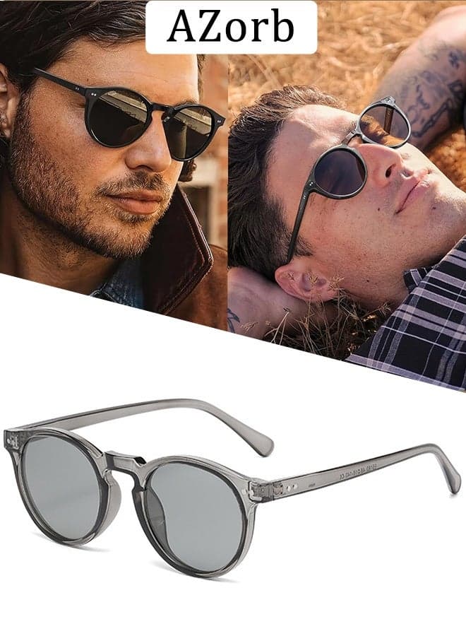 Polarized sunglasses Men Women Round Classic Sun Glassess for Men's Womens Sunglass Retro Man Eye Glasses Acetate Sun Glas UV Protection Shades for Driving Travel Daily Black
