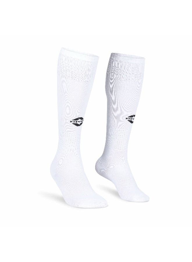 Nivia Plain Encounter Football Stockings, Micro Yarn Stocking, for Men & Women, Knee Length, Soccer Stockings (White/Black) Size-M