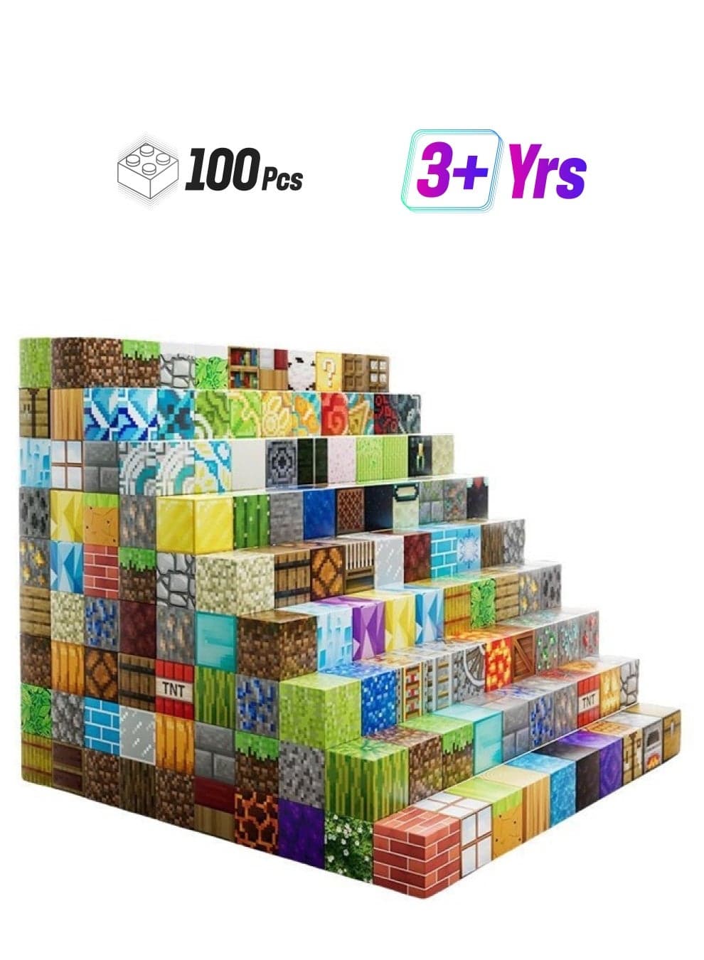100 Pieces Magnetic Blocks-Build Mine Magnet Castle Set, Magnetic Tiles Cubes Building STEM Toys for Boys Girls Kids Toddler Toys for 3+ Years Old