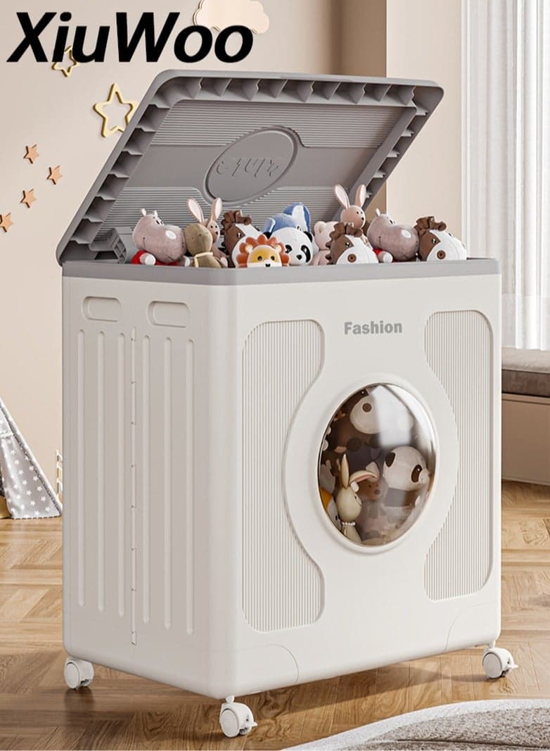 Multifunctional Large Toy Box for Living Room or Bedroom Area - 160L Extra Heavy-Duty Kids Toy Chest Storage with & Wheels, Foldable No Assembly Needed for kids Toys Kids Clothes Quilt