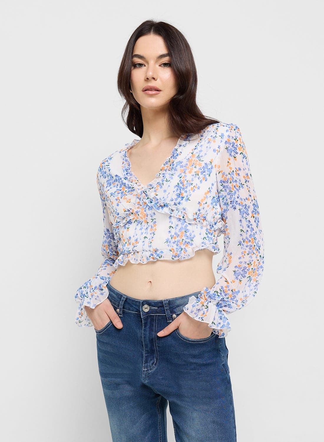 V Neck Floral Blouse