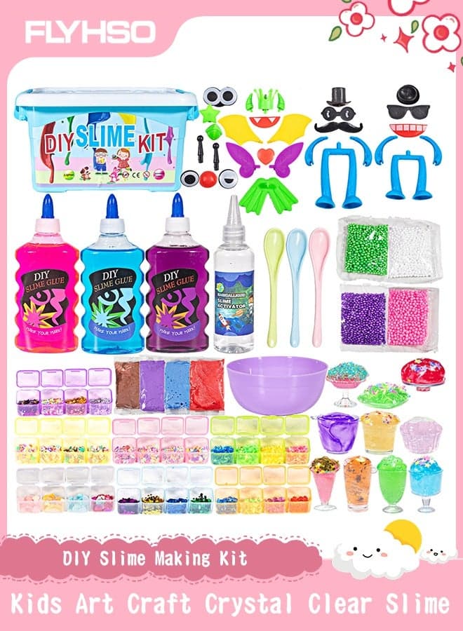 DIY Slime Kit for Girls Boys Stress Relief Toy Kids Art Craft Crystal Clear Slime Girls Toys Gifts for Kids Age 6+ Year Old