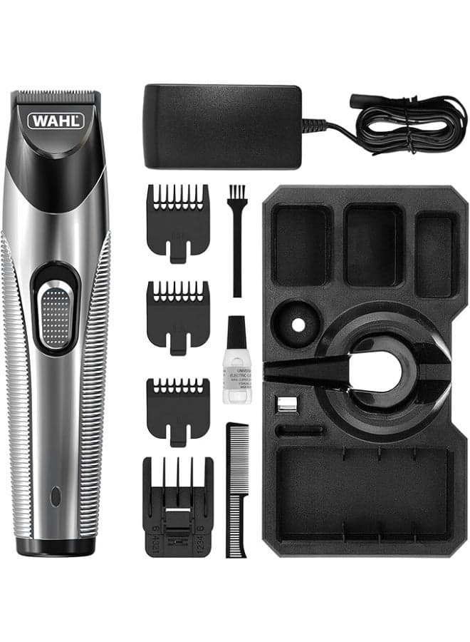 9891-017 Silver Trim Cord/Coredless Trimmer Up To 60 Minutes Run Time With 4 Trimmer Combs 13 Cutting Lengths, Cleaning Brush And Lubricating Oil, 100-240V~50/60Hz silver