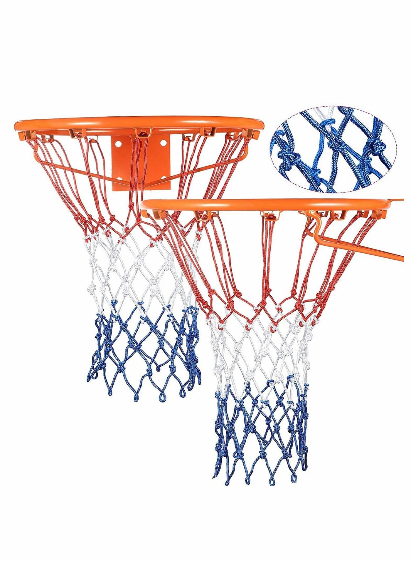 Basket Net, 2 Packs, Basketball Net Replacement Hoop Net for Almost Weather, Suitable for Sandard Indoor Basketball Court or Outdoor Basketball Court, 5.0mm Polyester, Durable