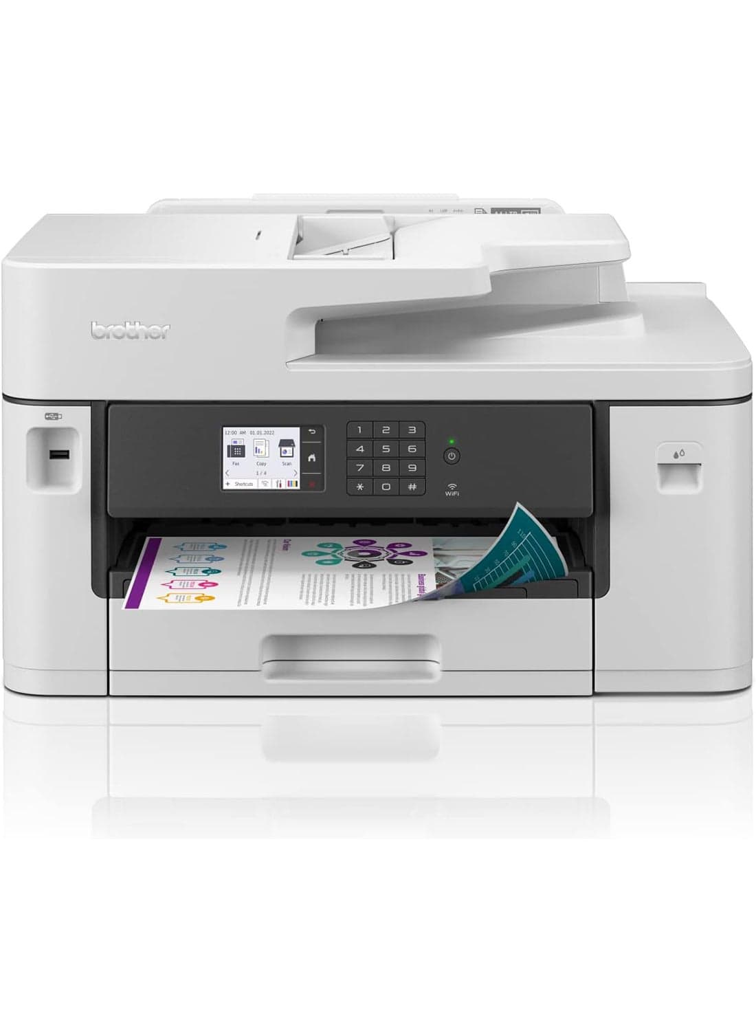 طابعة براذر اللاسلكية الكل في واحد، MFC-J2340DW، طباعة واسعة النطاق بدون حدود، خرطوشة حبر عالية الإنتاجية، كبيرة