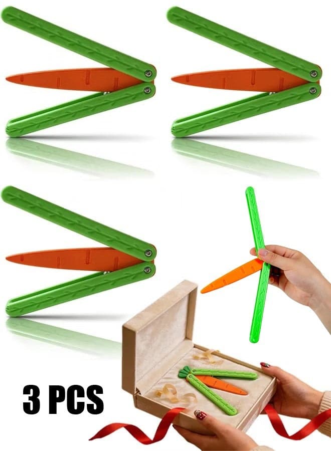 3 Pcs Carrot knife butterfly knife decompression toy Butterfly Knife Practice Prop (Big)