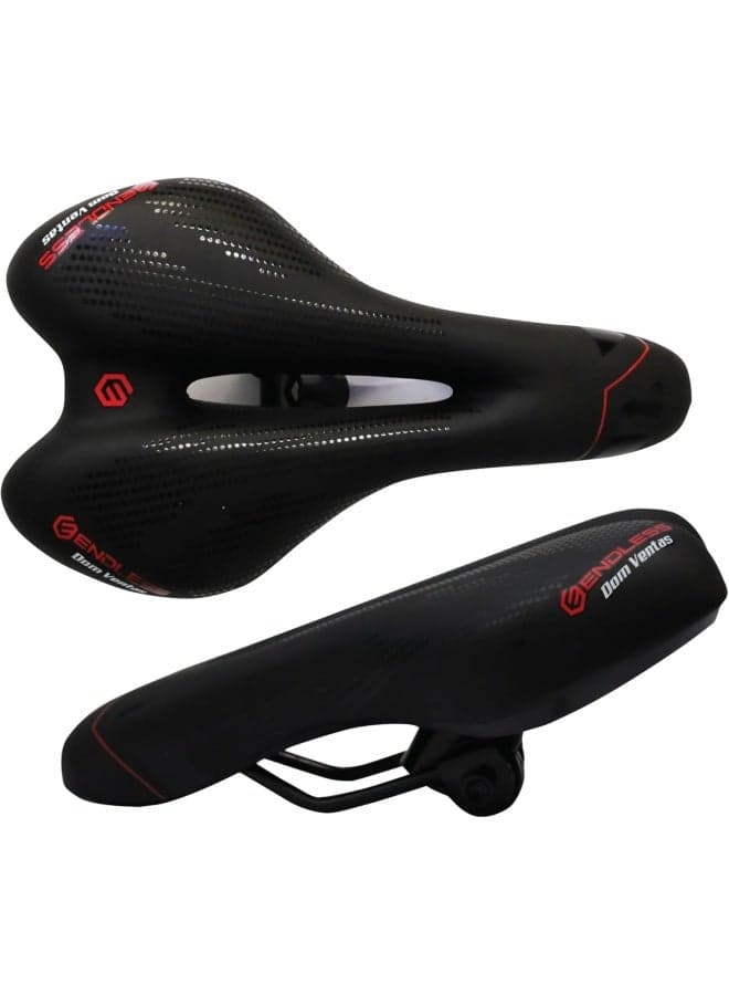 EL1047 Sleek Cycle Seat with Red Reflective Safety Strip | Black | Material : PU | Universal Memory Foam Seat with Breathable, Shock Absorbing and Waterproof Bike Saddle for All Type of Bikes