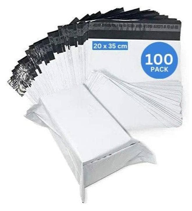White Poly Mailers Bag, 20 x 35 cm Adhesive Self-seal Shipping Bags, 100 Pack Envelopes for Packaging Delivery Posting Parcel Postals Clothes