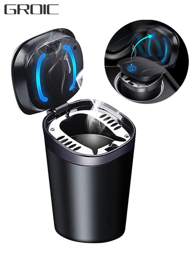 Car Ashtray, Ash Tray Auto Cigarette Odor Remover and Diffuser with Blue LED Cool Light Indicator for Most Car Cup Holder,Automotive Accessories