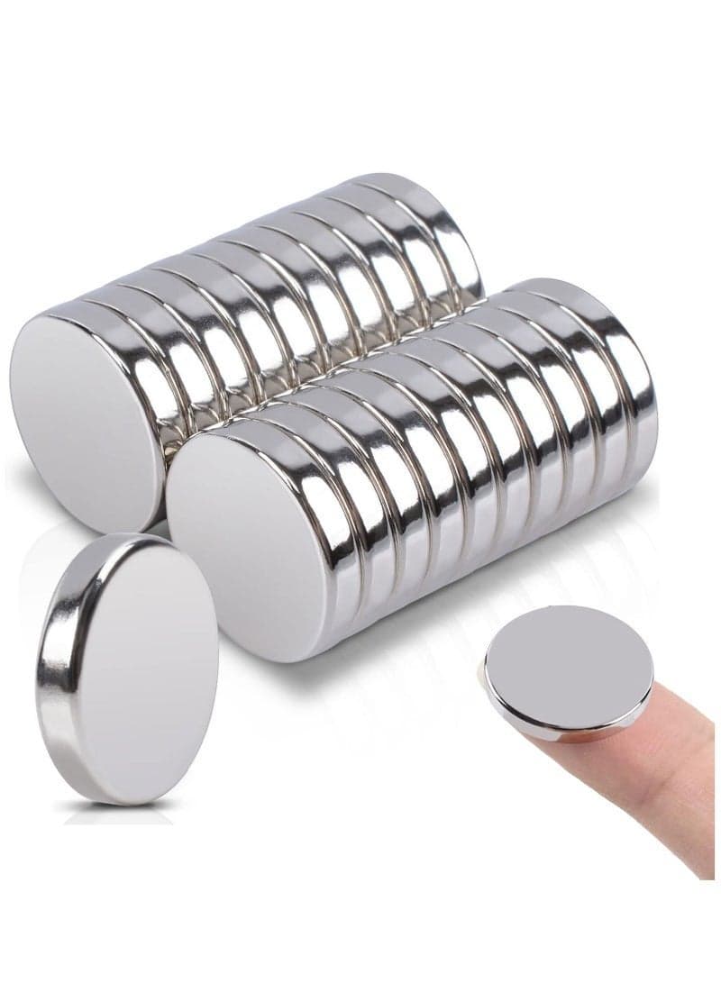 Powerful Neodymium (15x15x3mm), 20 Pieces Super Strong Neodymium Disc Round Magnets, Powerful Permanent Rare Earth Magnets for Fridge Shower Doors Office DIY Building Scientific