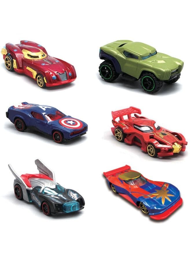 6-Pack Marvel Avengers Series Alloy Toy Car, Superhero Concept Car Model, Simulation Model Car Racing Car Toys for Children Gift Collectible