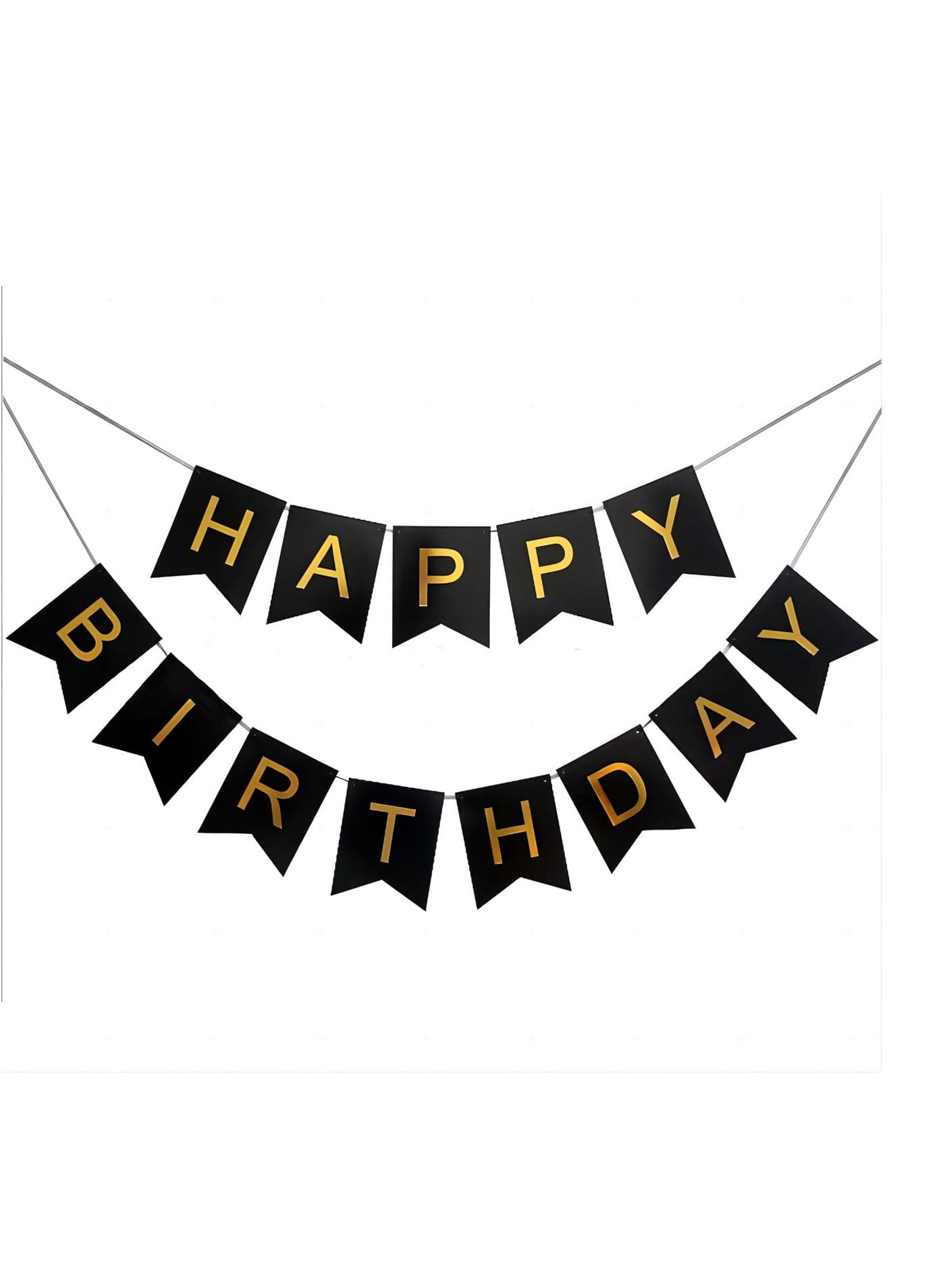 Luxurious Black and Gold Happy Birthday Banner