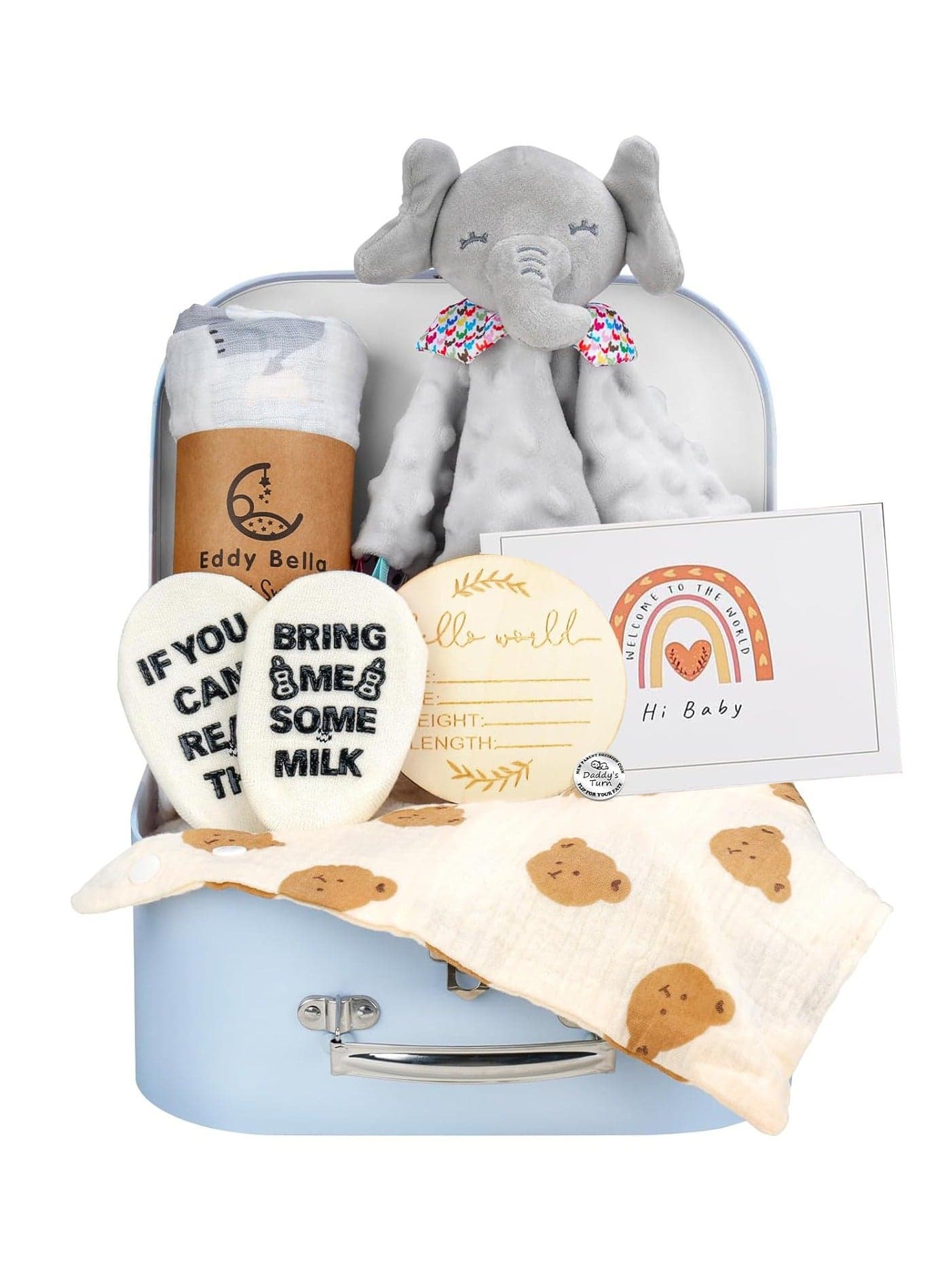 Baby Boy Gift Basket Set, 8Pcs Newborn Baby Essentials Baby Gift Baskets Set, Cute & Practical Baby Boy Gift Baskets for Newborn, Baby Boy Gifts, Best Welcome Baby Gift & Gender Reveal Gift Basket