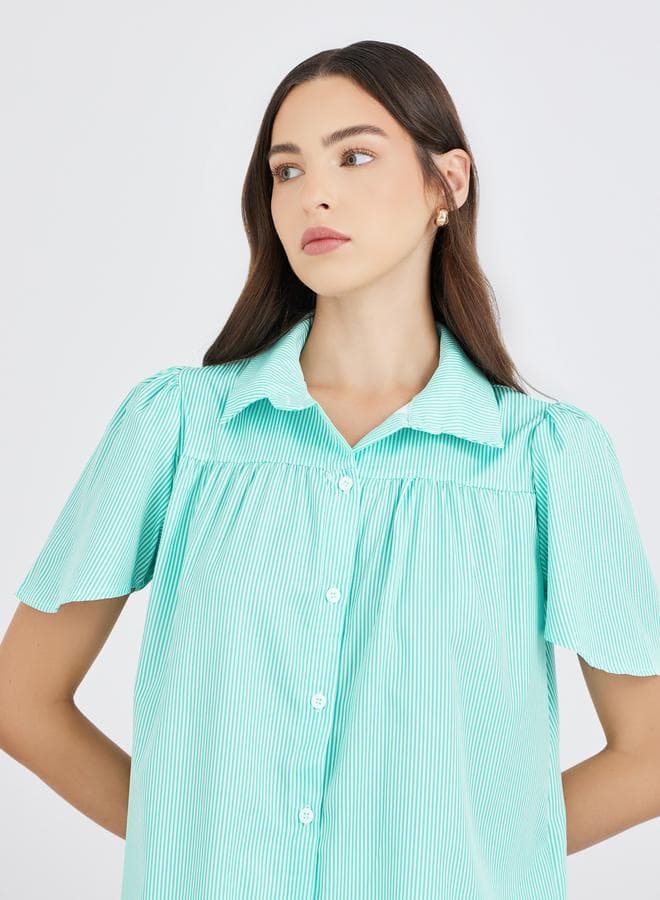 Take Two Striped Buttoned Oversized Shirt