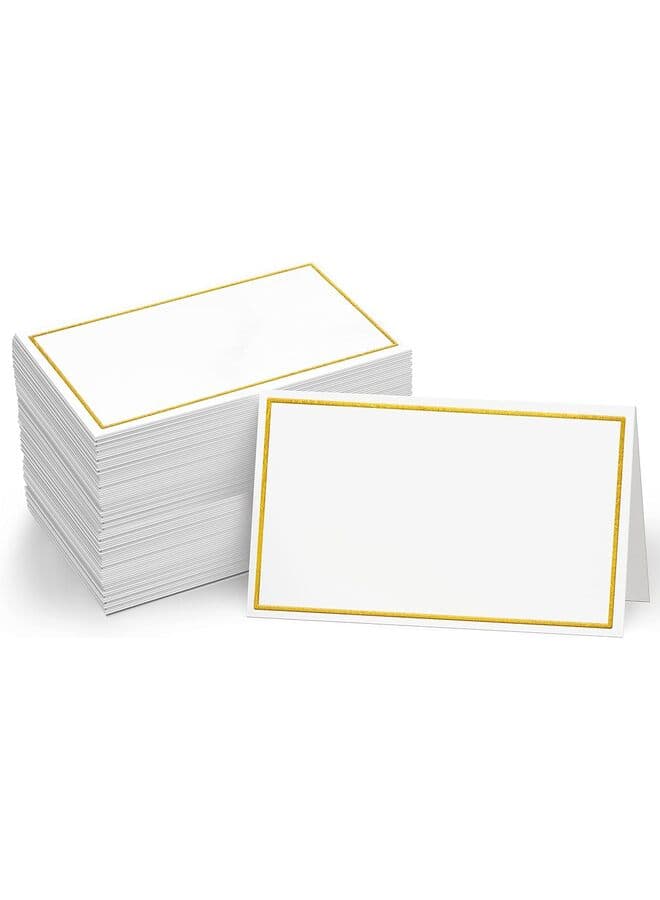 50 PCS Tent Cards, Small Place Cards with Gold Foil Border Delicate Seating Cards Blank Name Cards Escort Cards for Wedding, Table, Dinner Parties, Receptions,Each Measures 2.5x3.75in