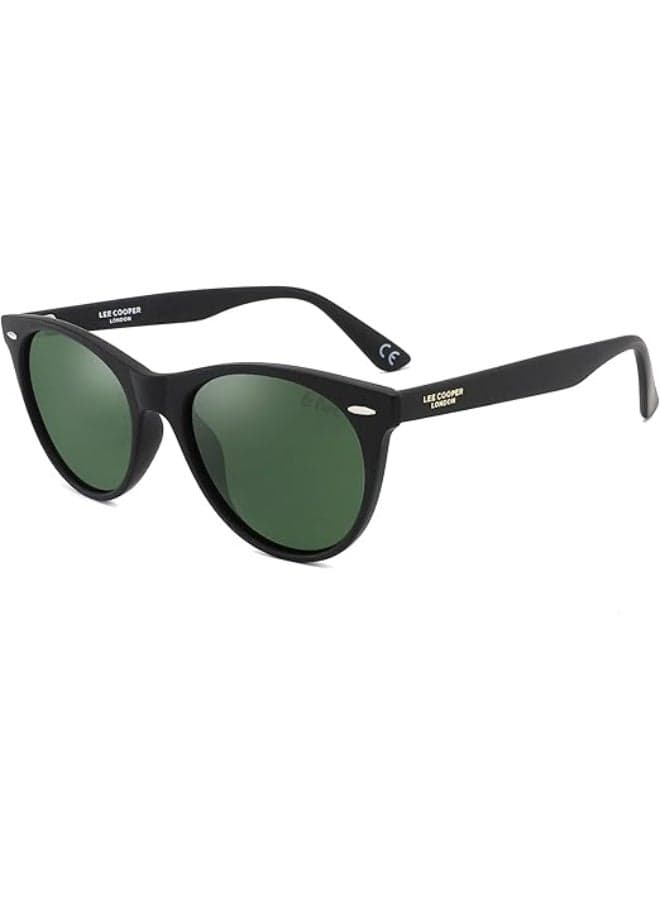 Unisex Polarized Sunglasses Black Frame Green Mirror Lens 52mm - LC1002C03