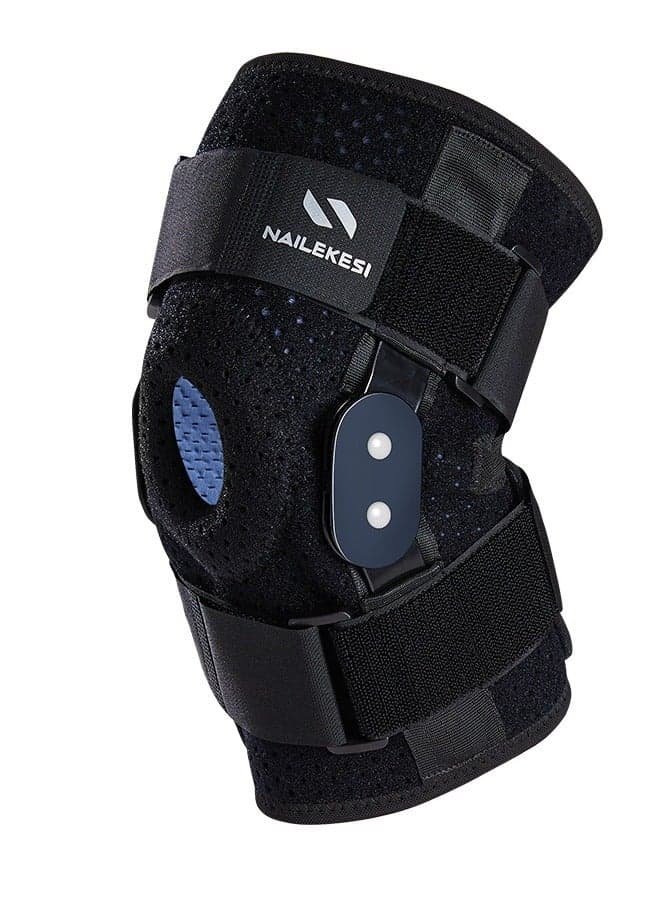 Knee Support, Knee Brace for Knee Pain Relief, Adjustable Knee Pad with Side Stabilizers & Patella Gel Pads, Knee Wrap for ACL, MCL, Meniscus Tear, Arthritis, Injury Recovery, Black, 1PCS