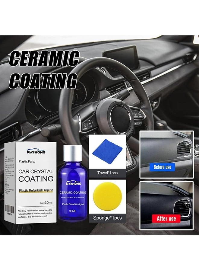 Car Crystal Coating Plastic Refurbish Agent, Long-Lasting Restorer and Refresher Agent for Automotive Plastic Parts, Crystal Coating for Car Plastic Parts, Plastic Restorer for Car