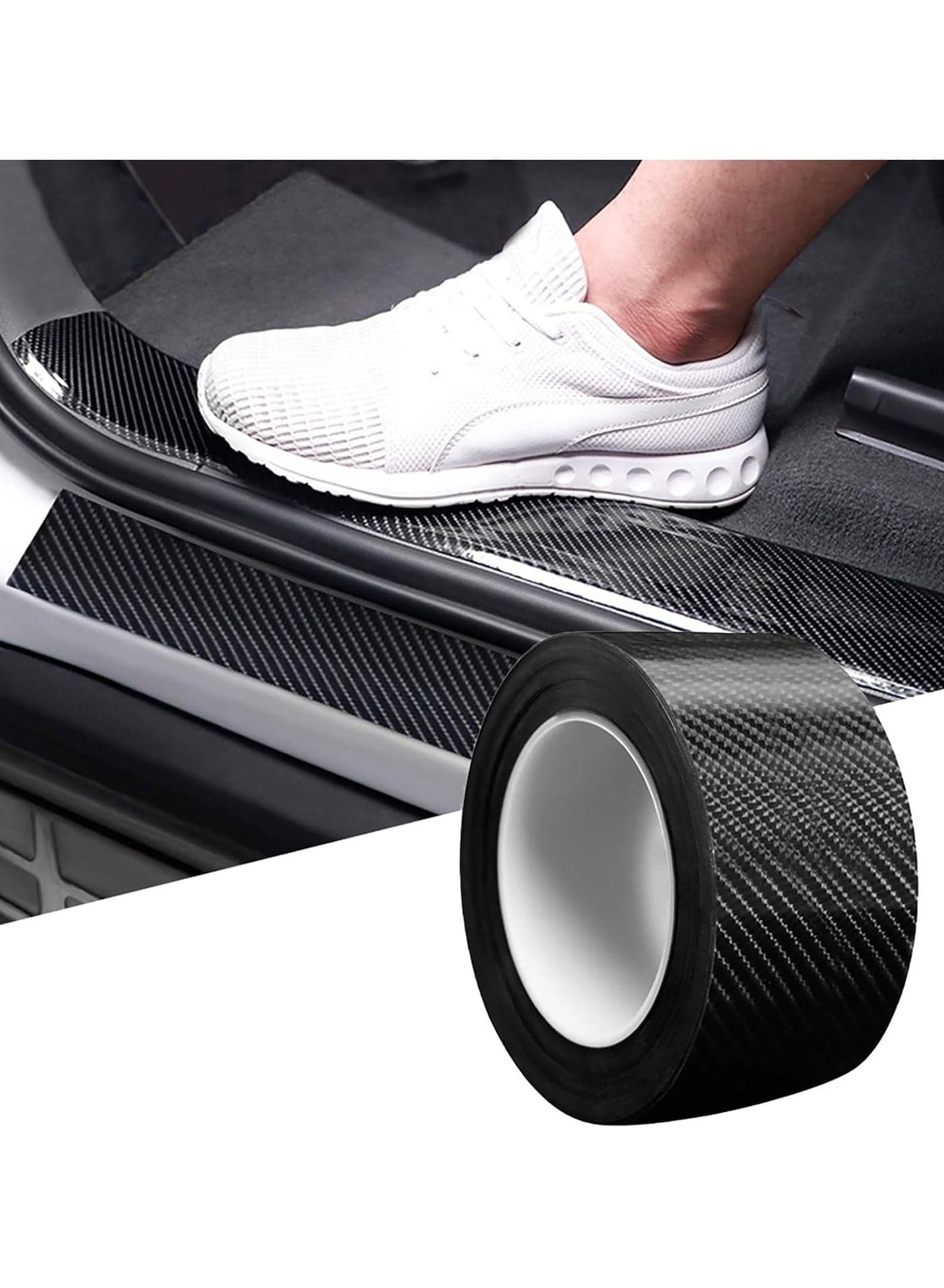 Carbon Fiber Car Sticker Car Door Guard Sill Protector Bumper 5D Carbon Fiber Car Wrap Film self-Adhesive Anti-Collision Film Fits for Most Cars 7x500cm