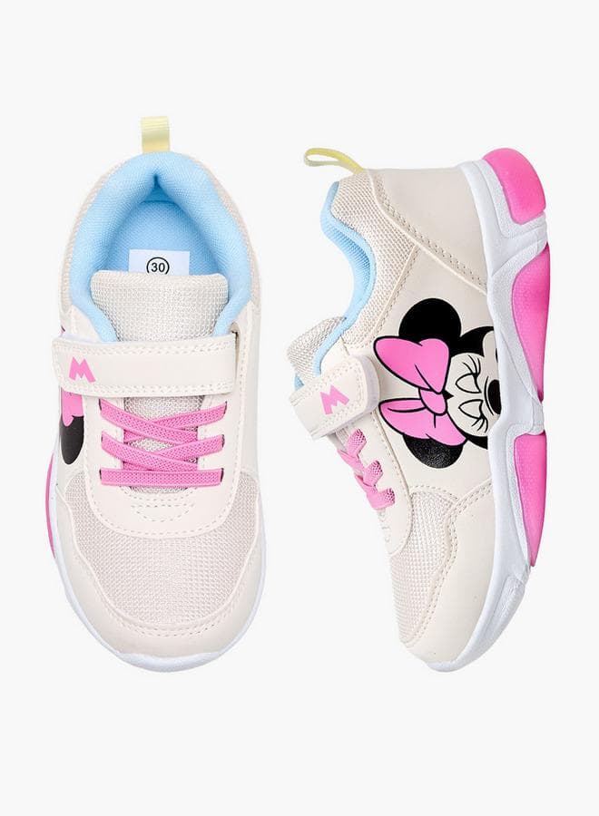 Girls Minnie Mouse Print Light-Up Ankle Sneakers