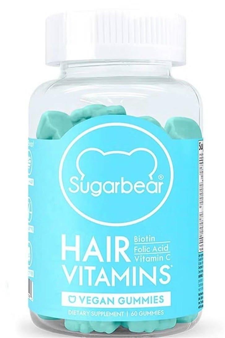 Sugar Bear Hair Vitamin Gummies - Hair Growth & Strength Supplement | Vegan, Biotin, Vitamin C, D, B12, 60 Count