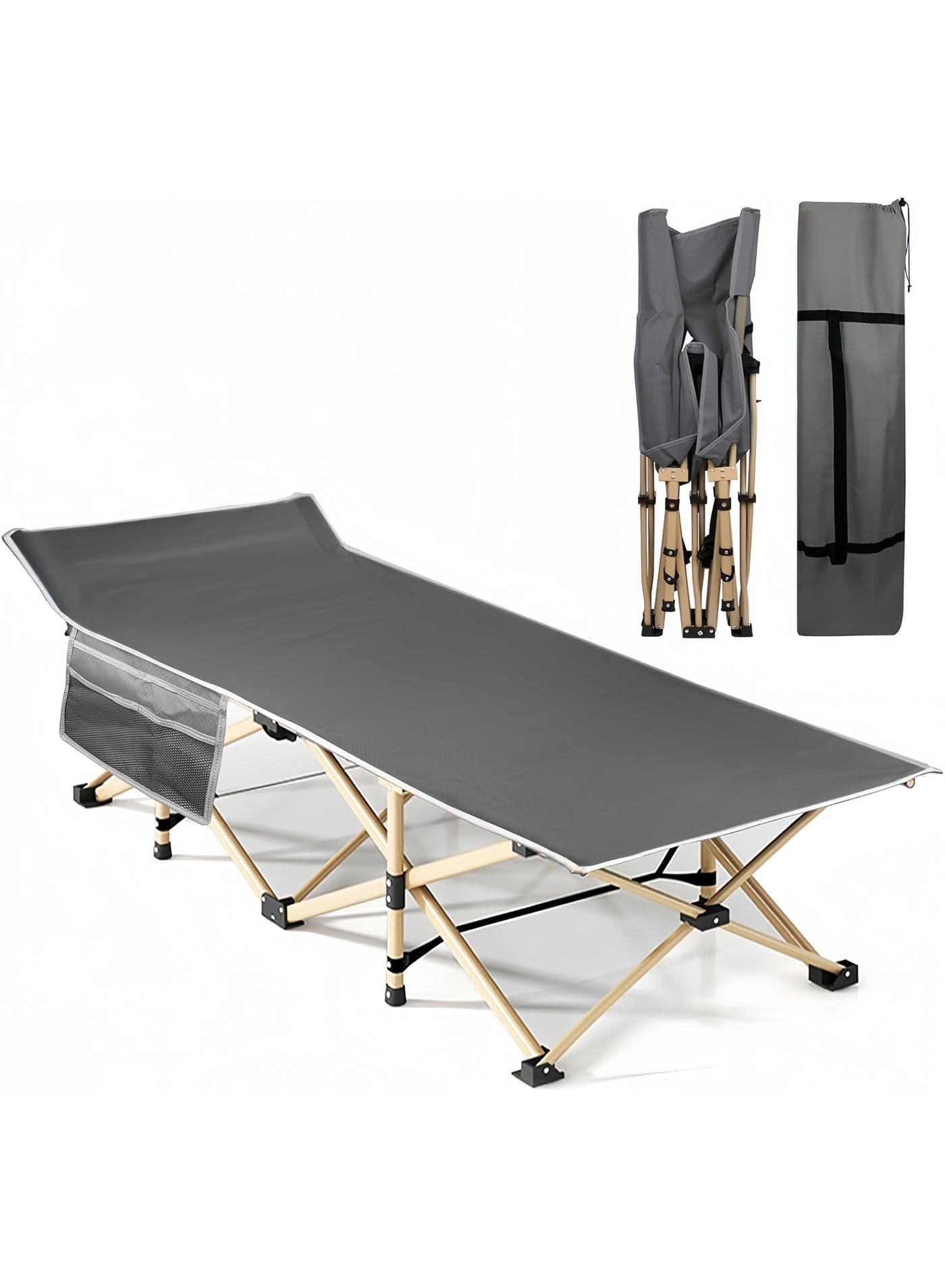 MissTiara Folding Camping Cot for Adults – Heavy Duty Portable Bed for Sleeping, Lightweight Oxford Fabric Outdoor Cot with Carry Bag, Supports 200kg, Easy Setup for Camping, Hiking & Travel