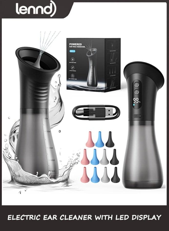 Ear Wax Removal, Electric Ear Cleaner with LED Display & Dual Tank, Ear Irrigation Kit Includes 12 Tips, IPX7, Safe & Effective Cleaning for Adults & Kids, Easy to Use