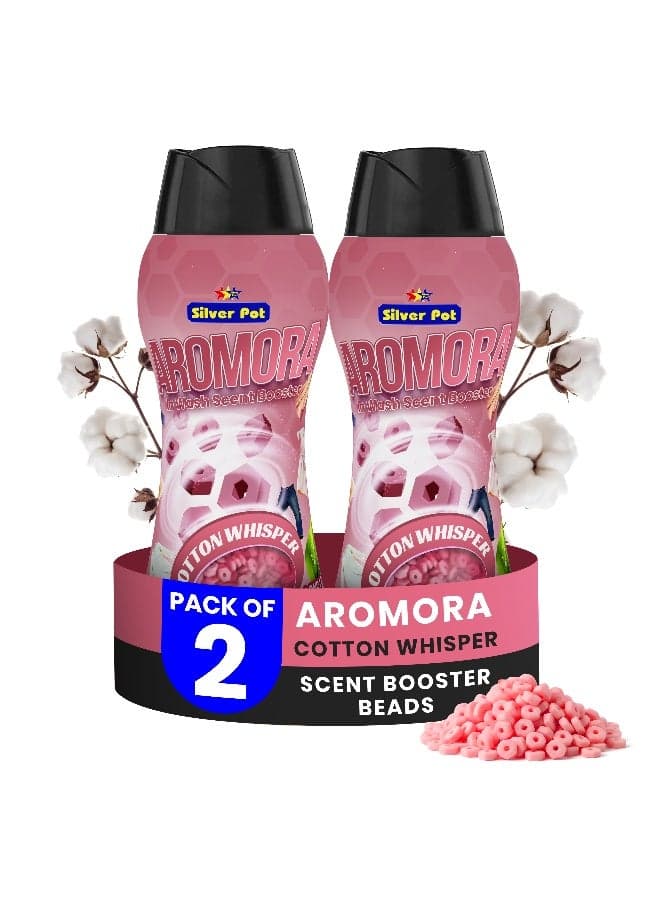 Aromora Fabric Deodorizer Cotton Whisper - Pack of 2 - Laundry Perfume In-Wash Scent Booster Beads 300g , Refreshing Long-Lasting Laundry Fragrance, Suitable for Use with Fabric Softeners and Detergents