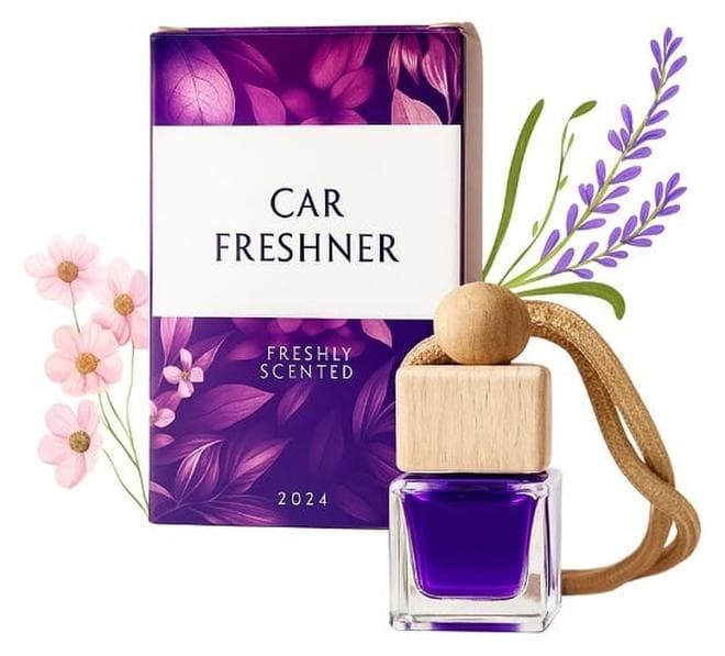Car Perfume | Car Freshener | Car Hanging Perfume | Car Diffuser 10 Ml, Purple Floral, Fruity Fragrance. Car Accessories Deodorizer